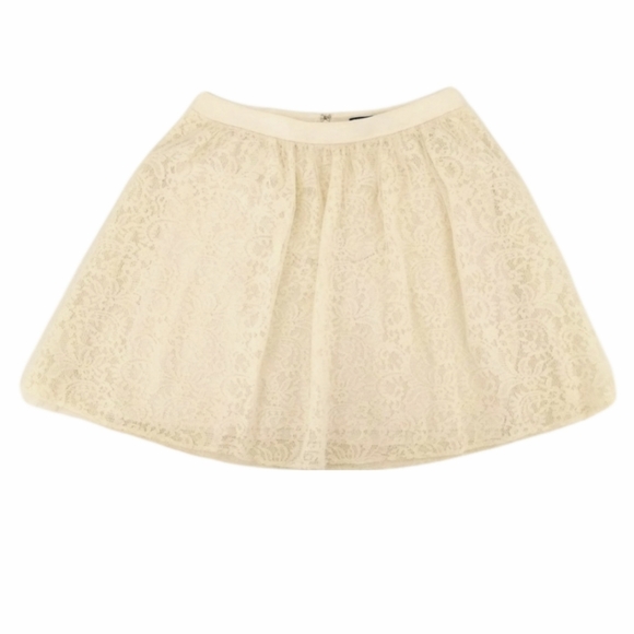 EXPRESS Lace Skater Mini Skirt Cream 6 - Picture 1 of 7
